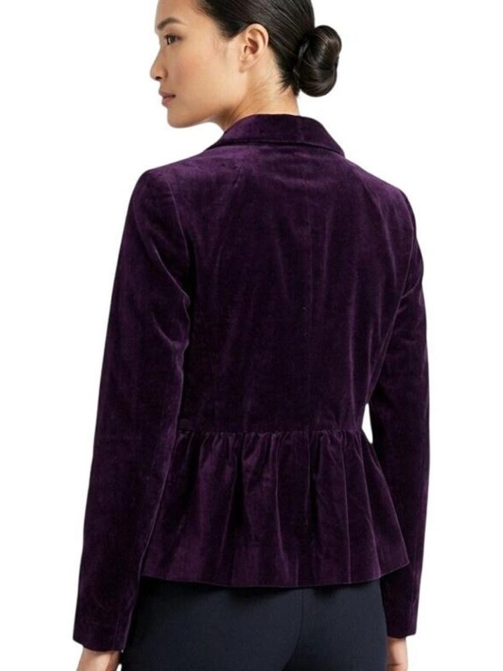 J Crew Purple Jewl Tone Crushed Velvet Pelum hem 2 Button Blazer Dark Romance 8 - Picture 4 of 12